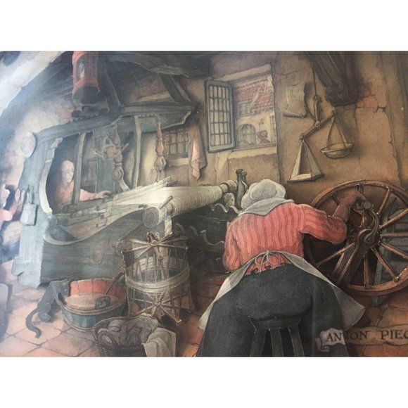 Vintage Anton Pieck Framed 3D Cut Paper Art 14x12 - Picture 5 of 12